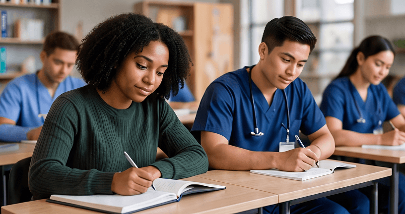 Healthcare EdEx learners in a classroom